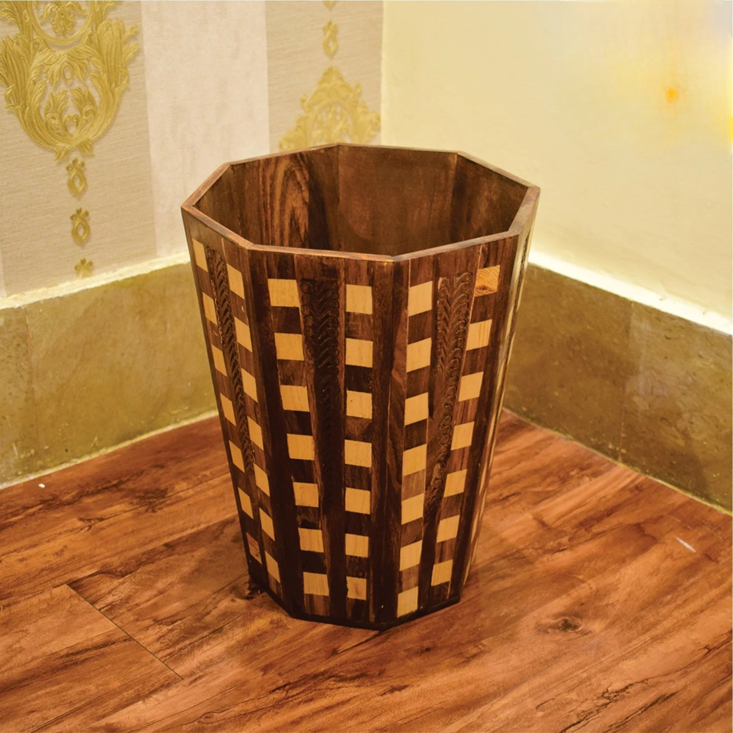 Beautiful Wooden Dustbin Tukri  Desine For Bed Room, Office, Kitchen etc. (laly.pk)